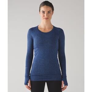 Lululemon Blue Long Sleeve Swiftly Tech Shirt Hip Length-L Sporty Athleisure